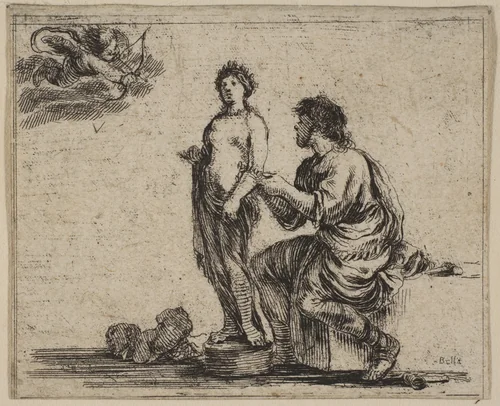 Pygmalion, from 'Game of Mythology' (Jeu de la Mythologie) by Stefano della Bella, print, 1644