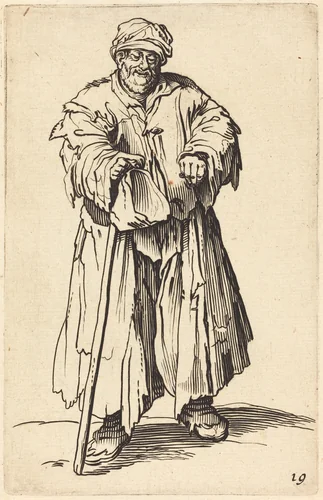 Fat Beggar with Eyes Cast Down by Jacques Callot, print, 1622-1699