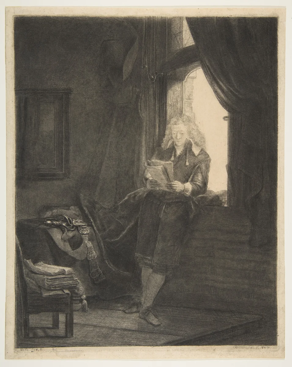 Jan Six by Rembrandt van Rijn, print, 1647
