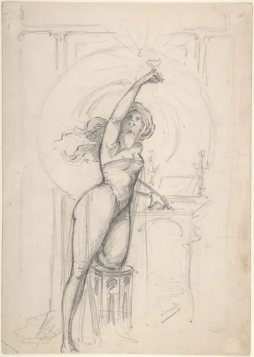 Design for an advertisement for champagne by Jean-Roch Isnard, drawing, 1895-1905