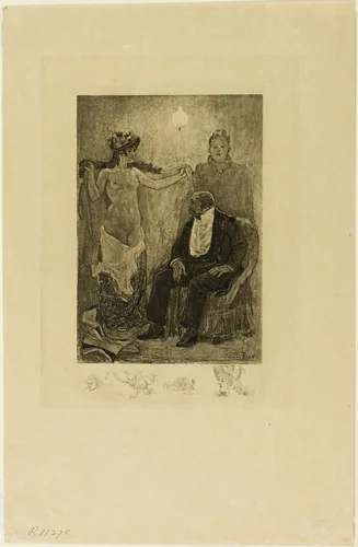 Between Acts or the Englishwoman of the New Ballet by Félicien Rops, print, 1853-1898