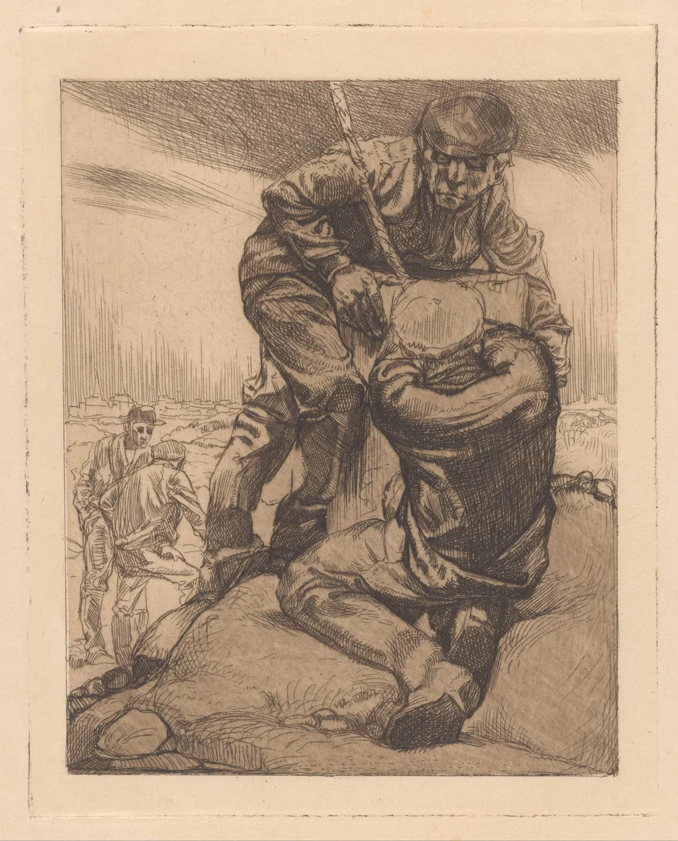 Vier polderjongens by Johannes Josephus Aarts, print, 1881-1934