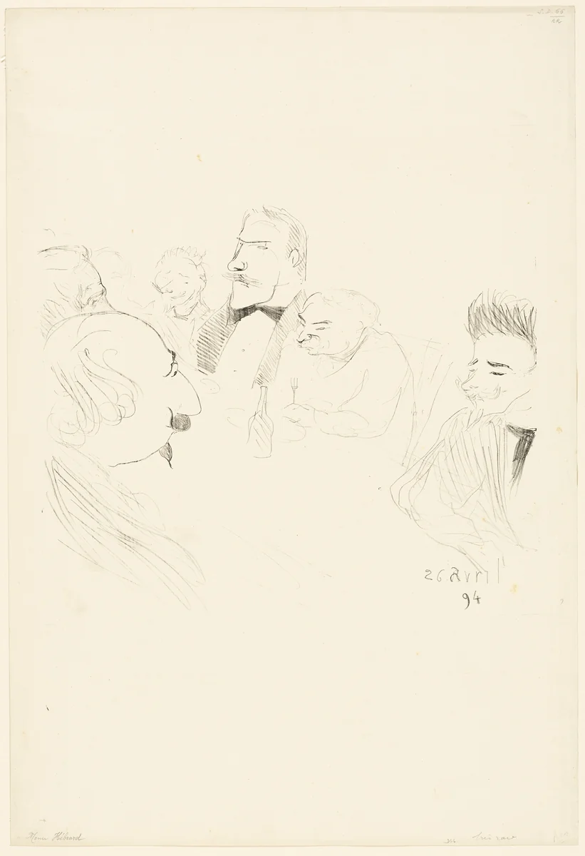 Menu Card for Adrien Hébrard by Henri de Toulouse-Lautrec, print, 1894