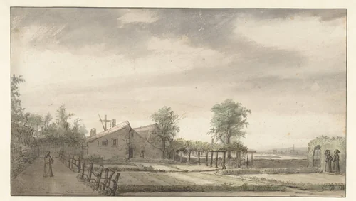 Tuin van de heremitage te Nantes by Lambert Doomer, drawing, 1645-1646