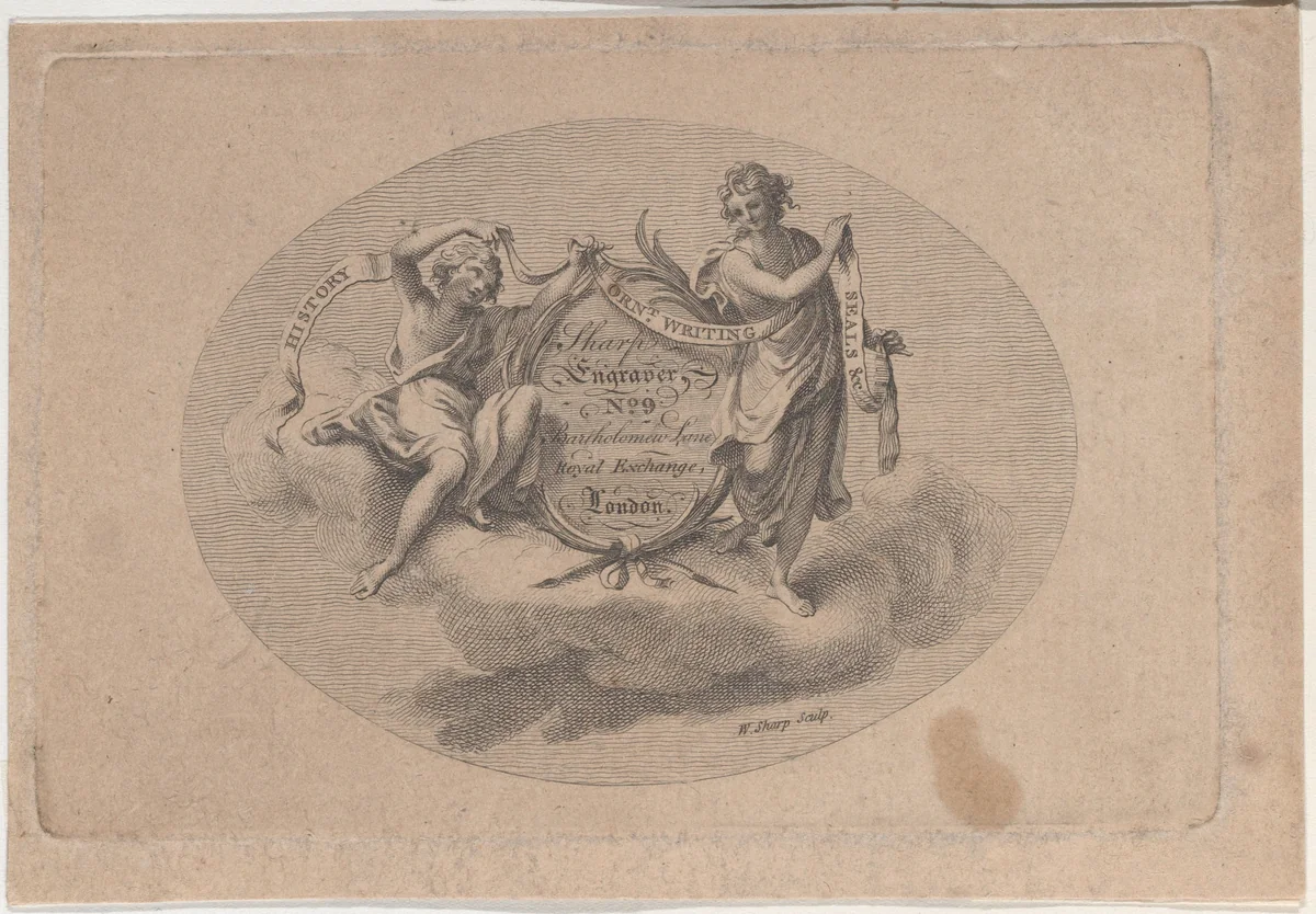 Trade Card for William Sharp, Engraver by William Sharp, print, 1800-1900