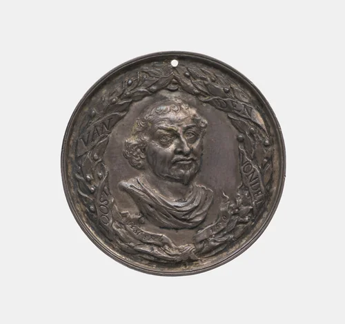 Joost van den Vondel 1587-1679, Dutch poet by Jan Filius Lutma, metalwork, 1679