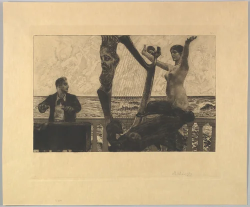 Evocation (from the series Brahms Fantasies) by Max Klinger, print, 1894