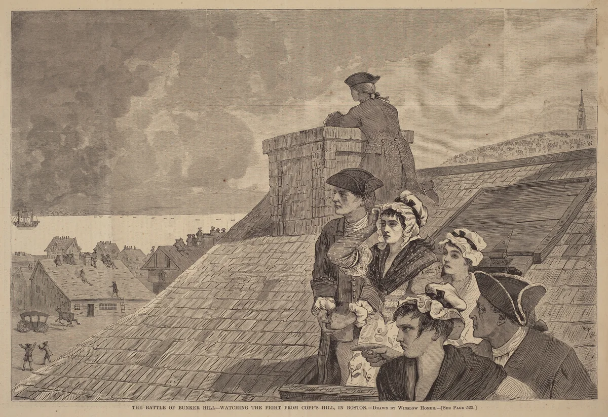 The Battle of Bunker-Hill - Watching the Fight from Copp's Hill, in Boston by Winslow Homer, print, 1875
