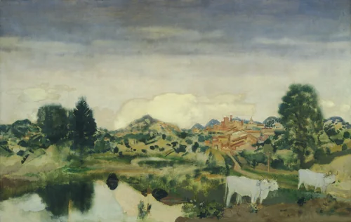 Italian Landscape by Arthur B. Davies, painting, 1925