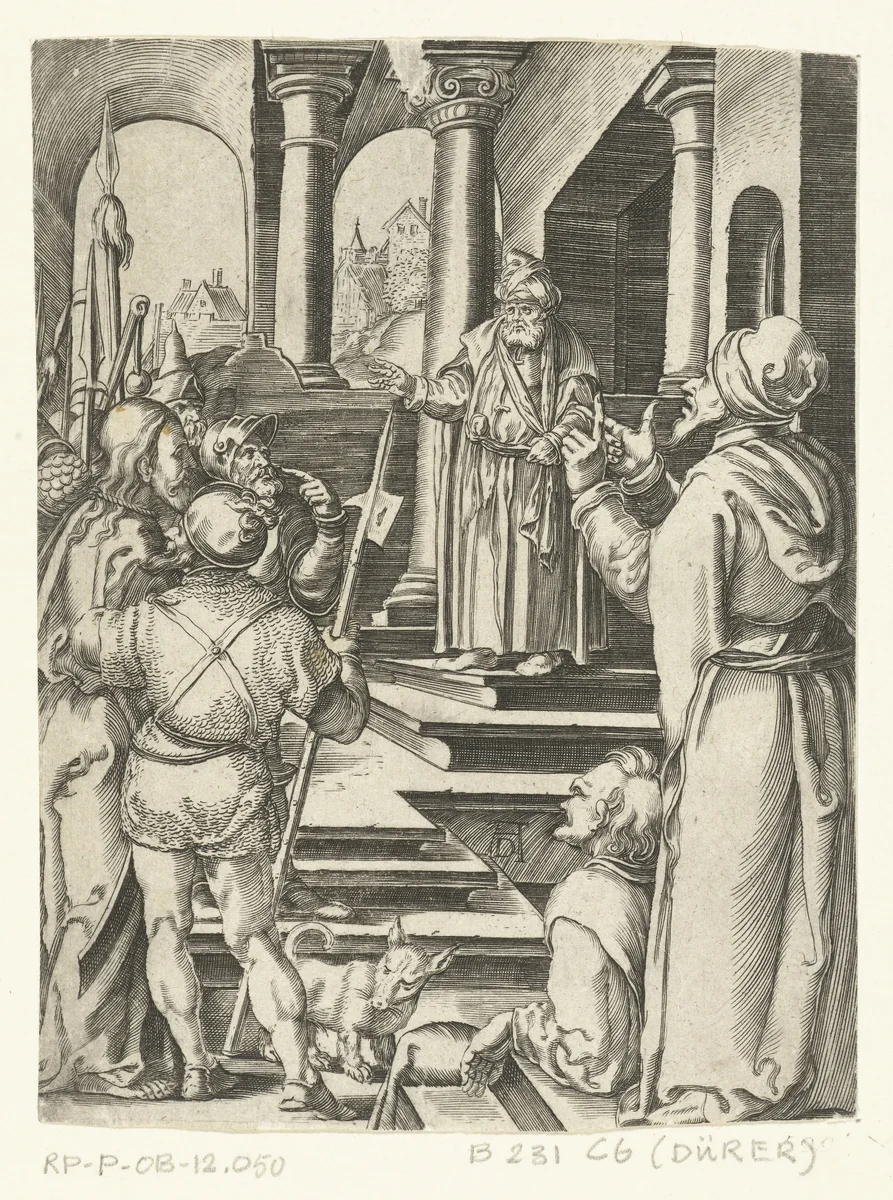 Christus voor Pilatus by anonymous, print, 1510-1699