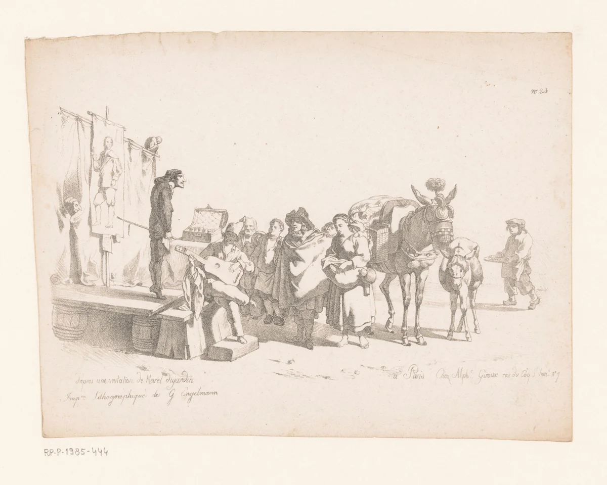 Kermisartiesten met publiek by anonymous, print, 1816-1839