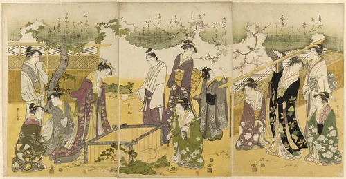 Parody of the Well Curb Story from the Tales of Ise by Chobunsai Eishi, print, 1784-1805