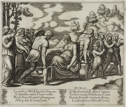 Psyche Taken... to a Deserted Mountain by Raffaello Sanzio, print, 1530-1540