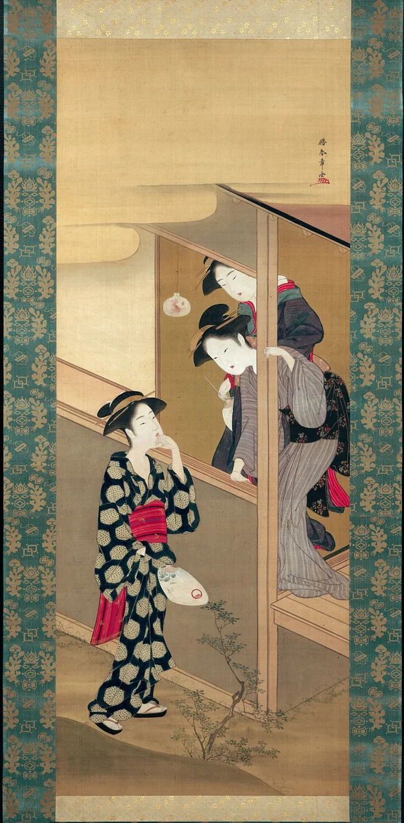 Three Beauties Chatting by a Veranda by Katsukawa Shunsho (勝川 春章), other, 1790-1800