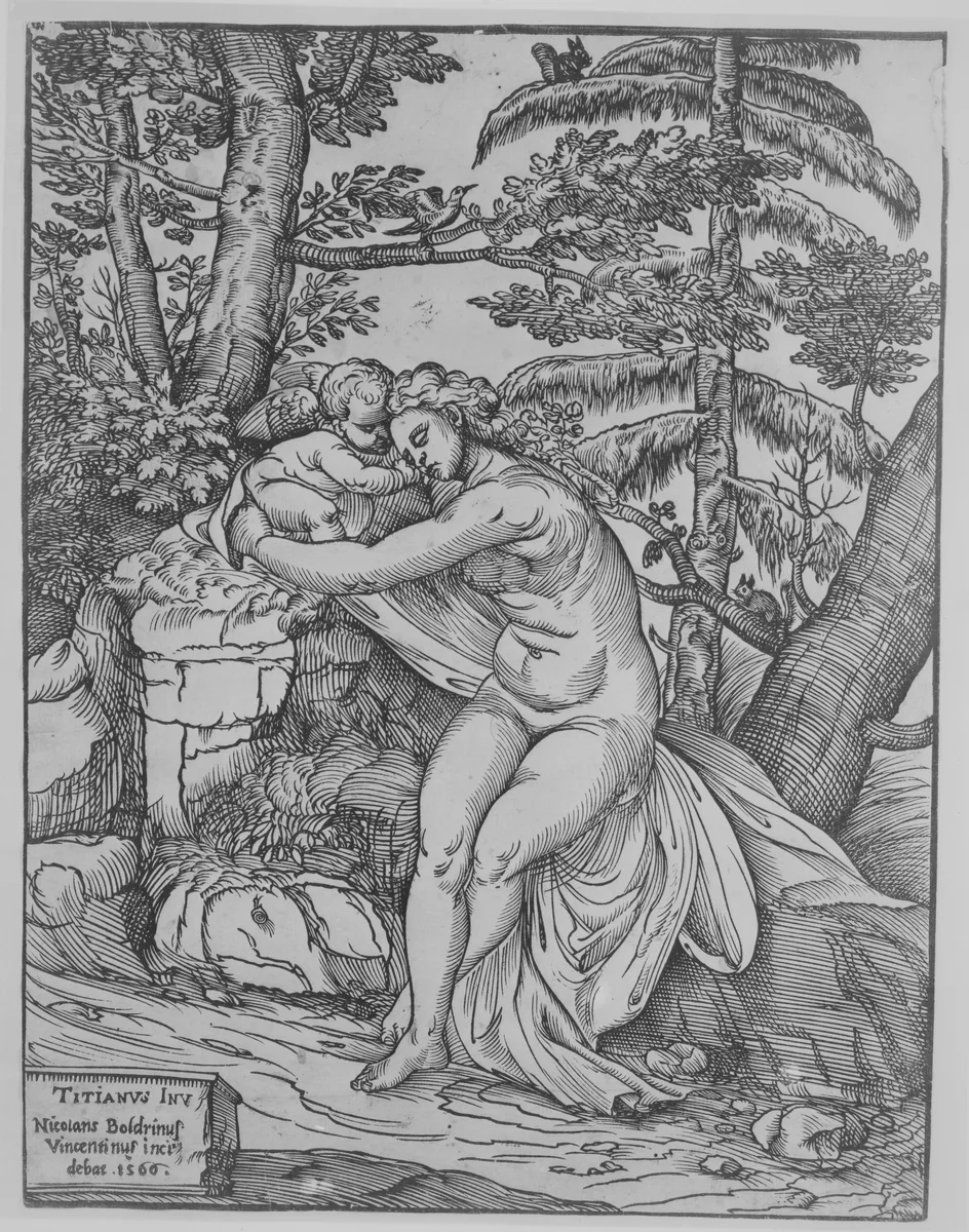 Venus and Cupid by Nicolò Boldrini, print, 1566