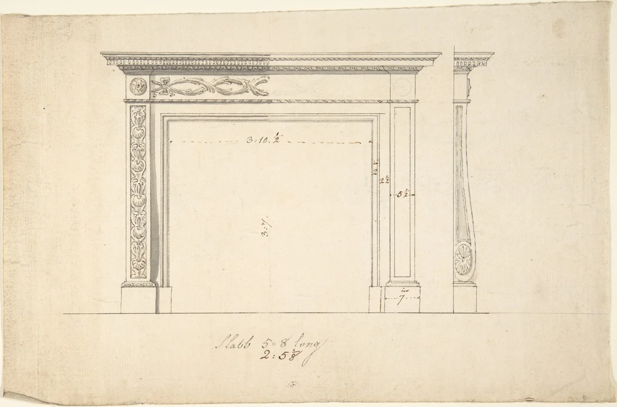 Design for a Chimneypiece by Sir William Chambers, drawing, 1740-1800