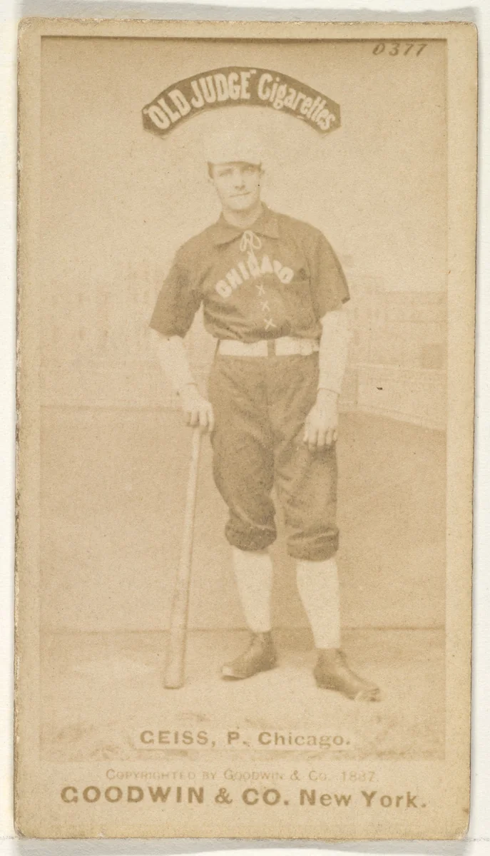 Ceiss, Pitcher, Chicago, from the Old Judge series (N172) for Old Judge Cigarettes by Goodwin & Company, photograph, 1887