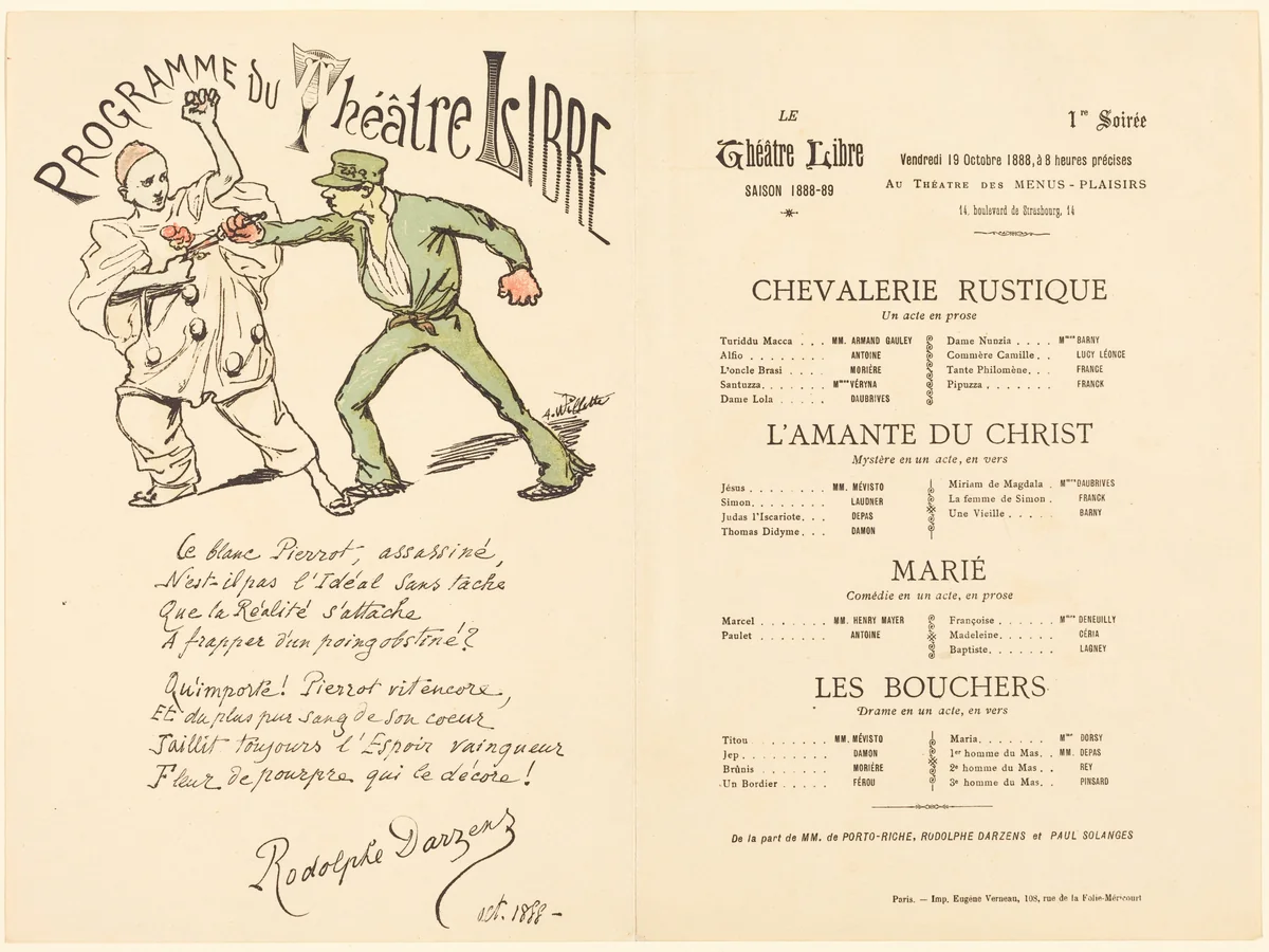 Chevalerie rustique; L'Amante du Christ; Marié; Les Bouchers by Adolphe Léon Willette, print, 1888