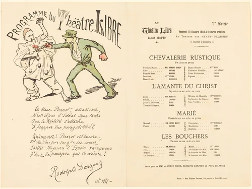 Chevalerie rustique; L'Amante du Christ; Marié; Les Bouchers by Adolphe Léon Willette, print, 1888