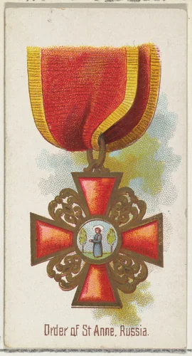 Order of St. Anne, Russia, from the World's Decorations series (N30) for Allen & Ginter Cigarettes by Allen & Ginter, print, 1890