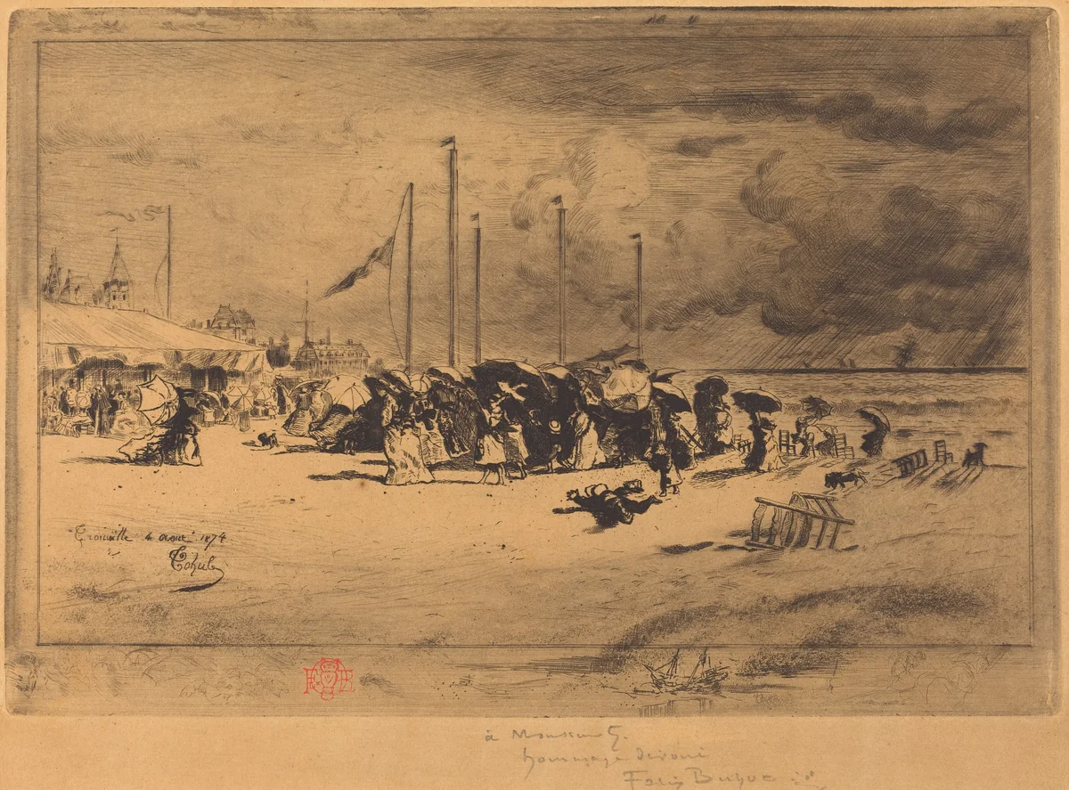 Un Grain à Trouville (Squall at Trouville) by Félix-Hilaire Buhot, print, 1874-1875