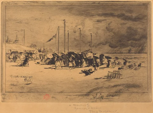 Un Grain à Trouville (Squall at Trouville) by Félix-Hilaire Buhot, print, 1874-1875