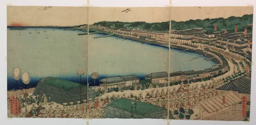 Daimyo's Processions Passing along the Tokaido by Utagawa Sadahide, print, 1807-1873