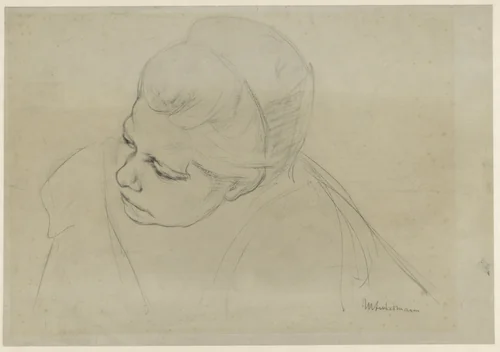 Studie van een voorovergebogen vrouwenfiguur by Max Liebermann, drawing, 1857-1935