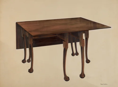 Gate-legged Table, Ball & Claw Feet by Joseph Sudek, index of american design, 1938