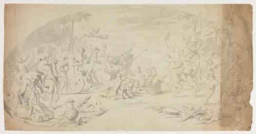 Triumph of Bacchus and Ariadne by Annibale Carracci, drawing, 1600-1699