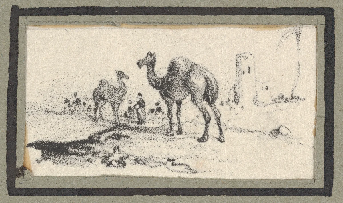 Camels in a Landscape by Victor Adam, print, 1820-1866