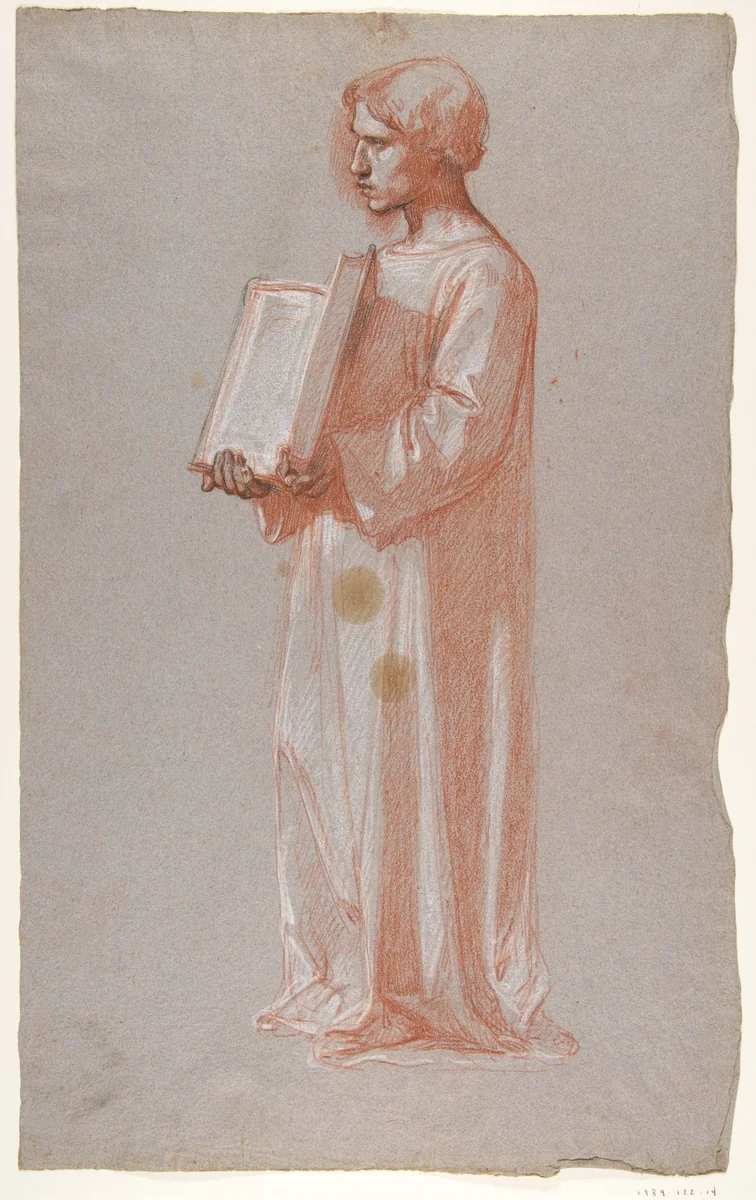 Acolyte with Open Book (middle register; study for wall paintings in the Chapel of Saint Remi, Sainte-Clotilde, Paris, 1858) by Isidore Pils, drawing, 1830-1875