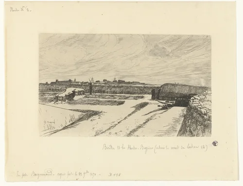 Fort Bicêtre en schans Hautes-Bruyères voor het bastion 84 bij Parijs in de sneeuw by Félix Bracquemond, print, 1870