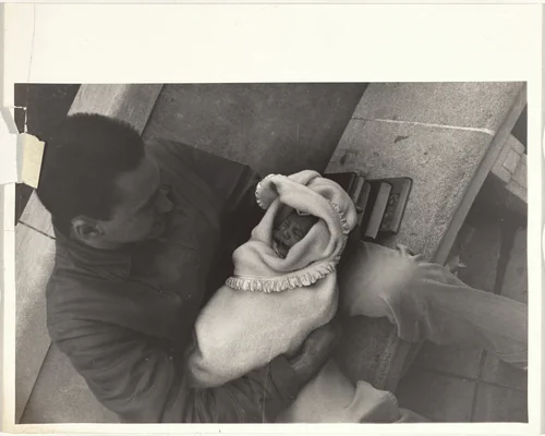 Man and baby--Los Angeles by Robert Frank, photograph, 1955
