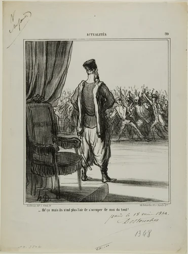 “What about that..., they don't seem to be interested in me any more,” plate 89 from Actualités by Honoré-Victorin Daumier, print, 1866