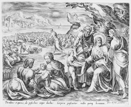 The Miracle of Christ on the Sea of Galilee, bound in "Thesaurus Sacrarum historiarum Veteris et Novi Testamenti" by Herman Müller, print, 1574