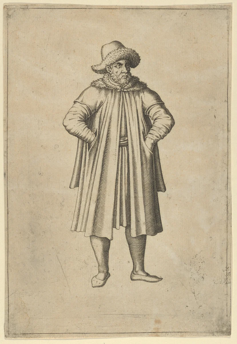 Ragusej Merchant, from "Les quatre premiers livres des navigations et pérégrinations orientales" by Nicolas de Nicolay by anonymous, print, 1568