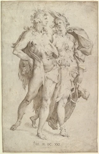 Ceres and Bacchus by anonymous, drawing, 1621
