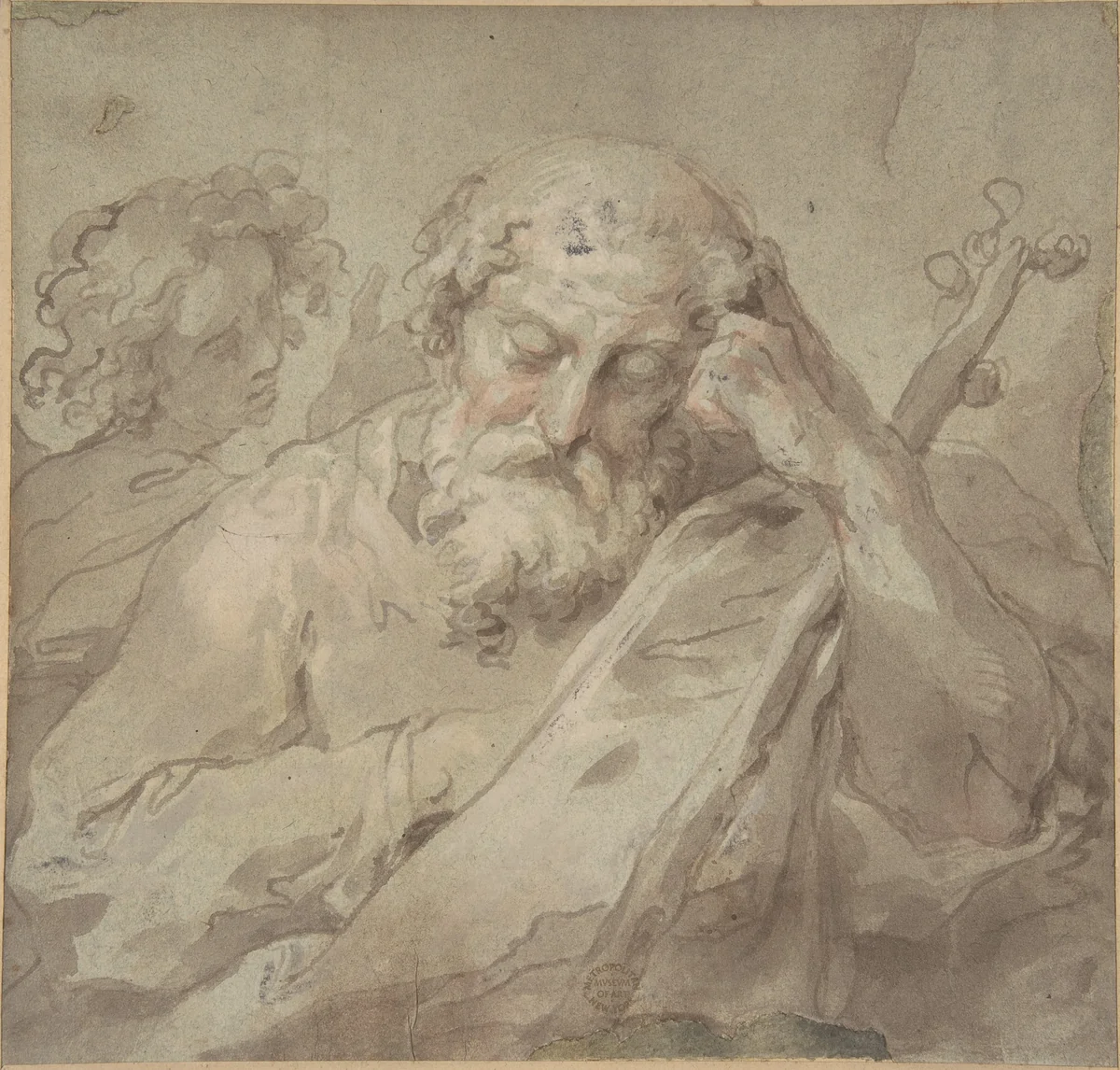 The Dream of Saint Joseph by anonymous, drawing, 1700-1800