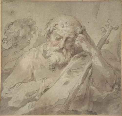 The Dream of Saint Joseph by anonymous, drawing, 1700-1800