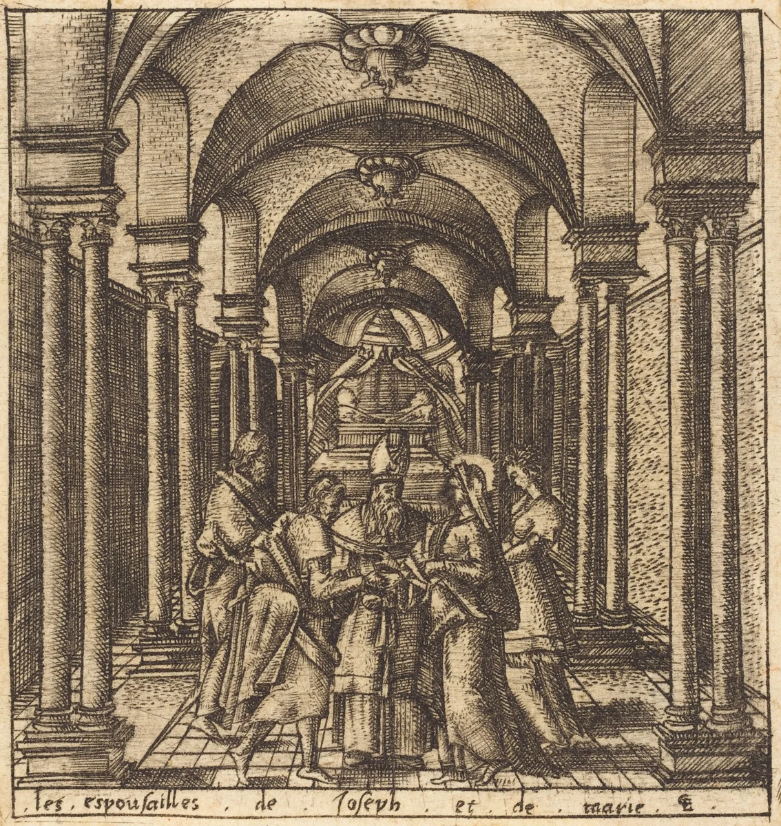 The Marriage of the Virgin by Léonard Gaultier, print, 1576-1580