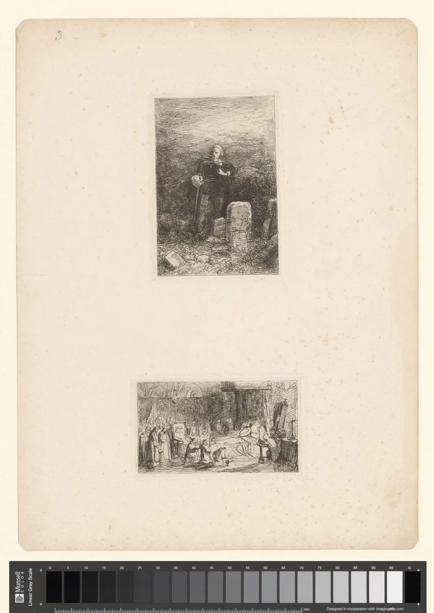 Twee voorstellingen by Caspar Johann Nepomuk Scheuren, print, 1842