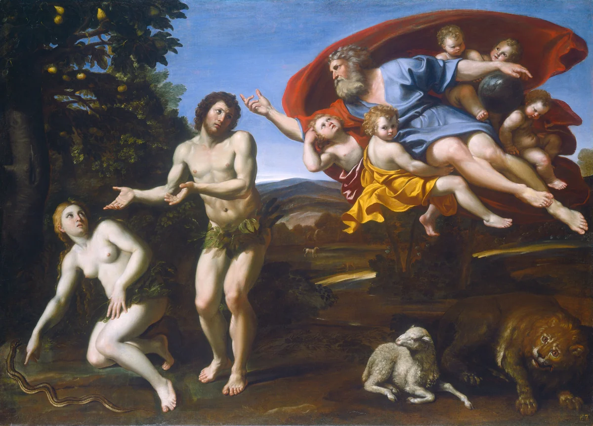The Rebuke of Adam and Eve by Domenichino, painting, 1626