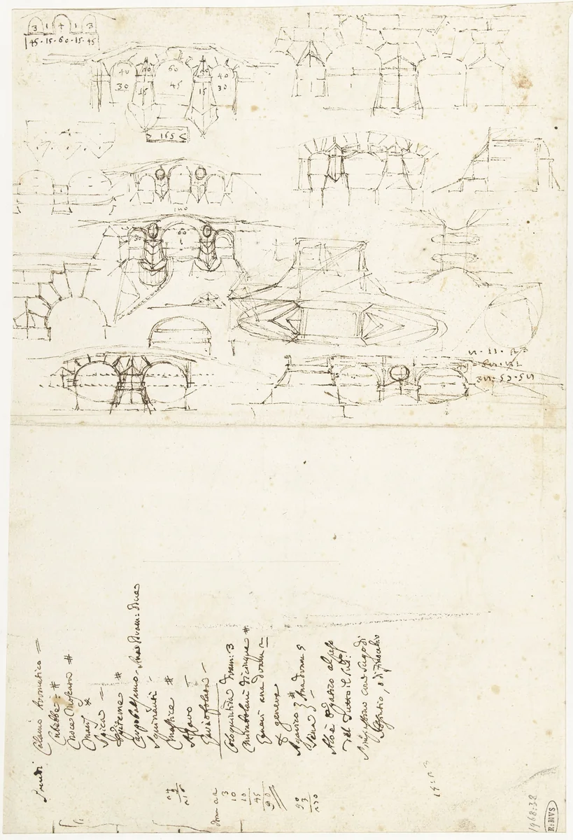 Constructietekening voor een brug by Carlo Maratta, drawing, 1635-1713