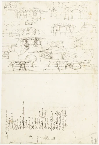Constructietekening voor een brug by Carlo Maratta, drawing, 1635-1713