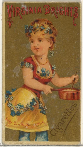 From the Girls and Children series (N64) promoting Virginia Brights Cigarettes for Allen & Ginter brand tobacco products by Allen & Ginter, print, 1886