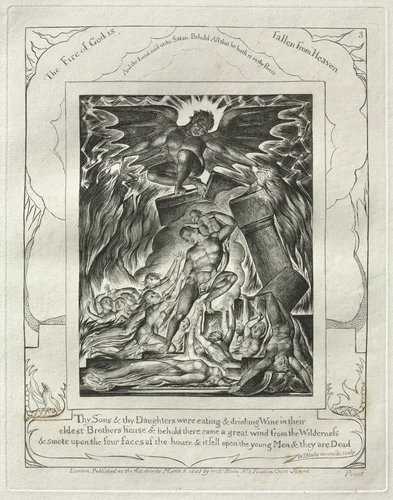 The Book of Job: Pl. 3, Thy Sons and thy Daughters were eating and drinking Wine in their / eldest Brothers house by William Blake, other, 1825
