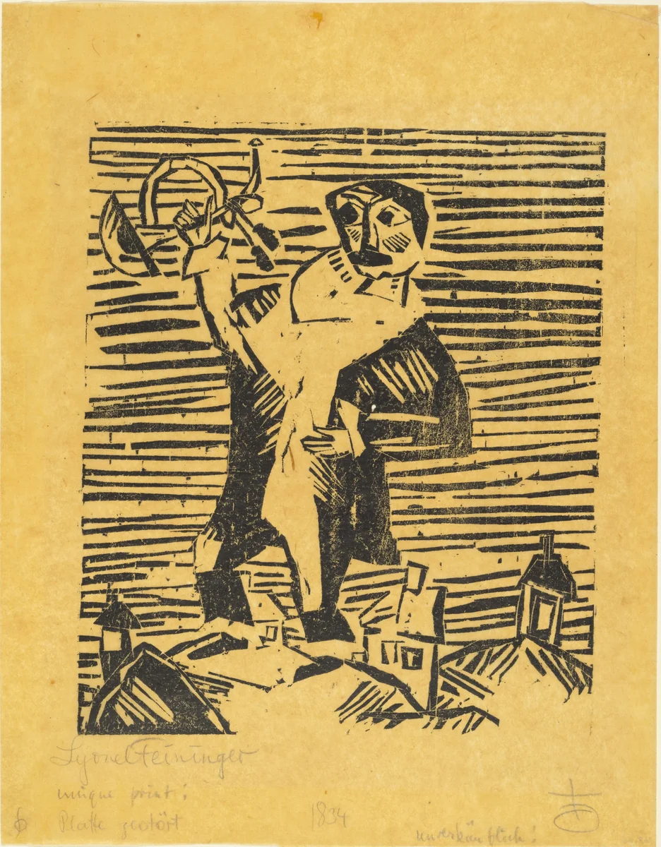 Trumpeter (Trompeter) by Lyonel Feininger, print, 1918