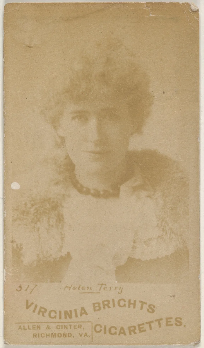 Card 517, Helen Terry, from the Actors and Actresses series (N45, Type 6) for Virginia Brights Cigarettes by Allen & Ginter, photograph, 1885-1891