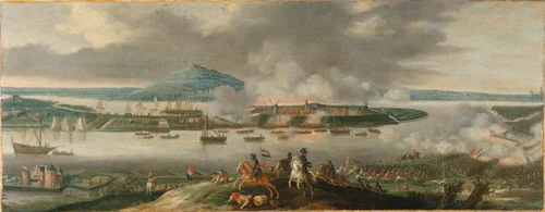 The Siege of Schenkenschans in 1636 by Gerrit van Santen, painting, 1644-1647